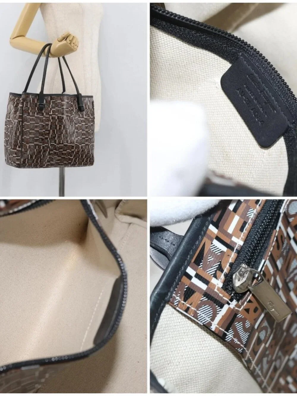 Salvatore Ferragamo Tote Bag PVC Brown Auth BA11865